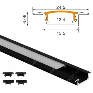 Alumínium Led profil szett LLLSZASIN2M20614BEPBLACKTEJSZETT 1 év gar.