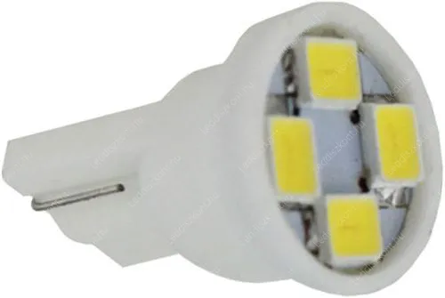 Autós Led T10 helyzetjelző, index világítás, 4 Led, 50 Lumen, 1W, hideg fehér, nem T10 izzó! Life Light Led 2 év garancia! Autós led LLAT10IH4LSCW 2 év gar.