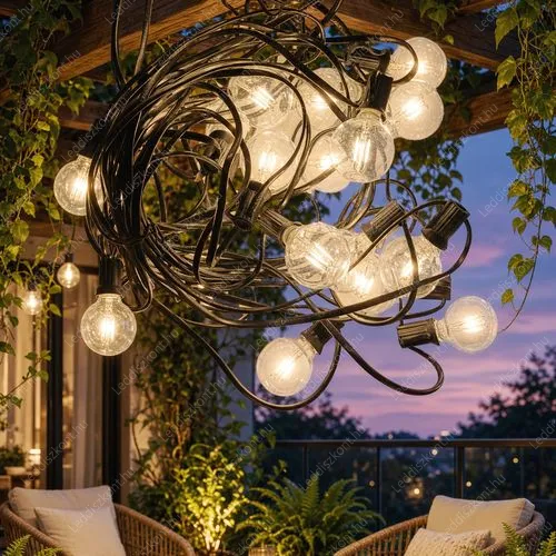 Kerti LED fényfüzér toldható, 20 méter, 25db meleg fehér körte Leddel, vízálló IP44. LIFE LIGHT LED 2 év garancia! Kerti Led dekoráció LLKER20M25DBIP44WW 1 év gar.