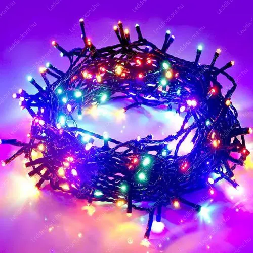 Karácsonyi 200 Led fényfüzér, IP44, kültérre is, csak világít, időzítős. Multicolor, színes Ledekkel. Life Light Led 2 év garancia! Karácsonyi LLKIP44RIZS200LTIMMC 2 év gar.