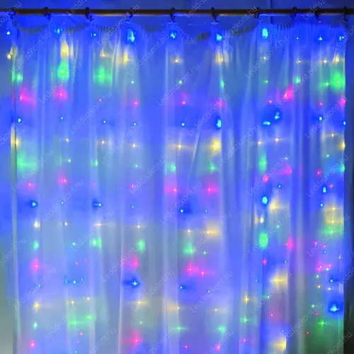 Mikró ledes Nano jégcsap függöny 3x2 méter, 200 db színes, multi color Led, 8 funkciós vezérlő, 5V, USB csatlakozós! Life Light Led 2 év garancia! Karácsonyi jégcsap függöny LLKNANOIP44USB8FCUR3X2M200LMC 2 év gar.