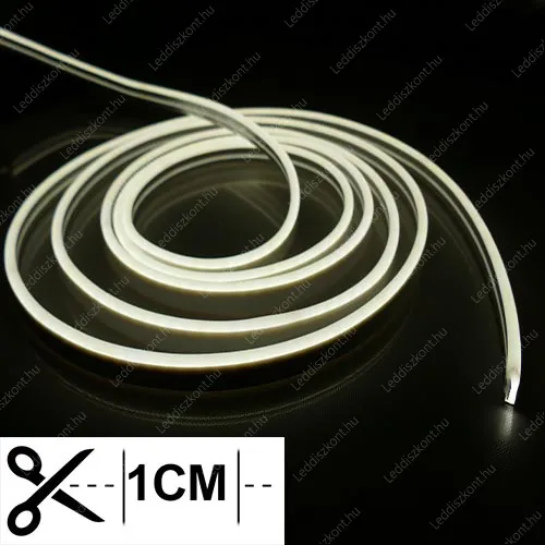 Led Neon Flex Flat 1 cm-ként vágható! 24V, 10W, IP65 vízálló, hideg fehér, 120 Led/m, 6*12mm, Life Light Led 2 év garancia! Led Neon Flex LLLNF24VFLAT6X12CW 2 év gar.