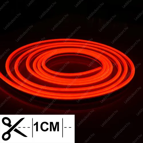 Led Neon Flex Flat 1 cm-ként vágható! 24V, 10W, IP65 vízálló, piros, 120 Led/m, 6*12mm, Life Light Led 2 év garancia! Led Neon Flex LLLNF24VFLAT6X12RED 2 év gar.
