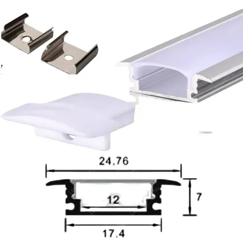 Alusín Led profil szett, 1 méter süllyezthető alu sín, 8-12 mm Led szalaghoz. 1 m sín + átlátszó búra + 2 db rögzítő + 2 db végzáró. LIFE LIGHT LED Alumínium Led profil szett 1 méter LLLSZASIN1MBEPATATSZETT 1 év gar.