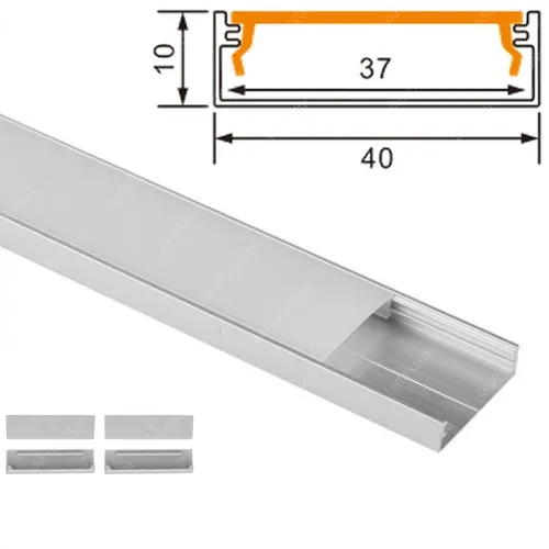 Alusín Led profil szett, extra széles, akár 37 mm Led szalaghoz is. 2 méter fehér sín+ opál búra + 4 db végzáró. Alumínium Led profil szett LLLSZASIN2M61703A37MMTEJSZETT 1 év gar.