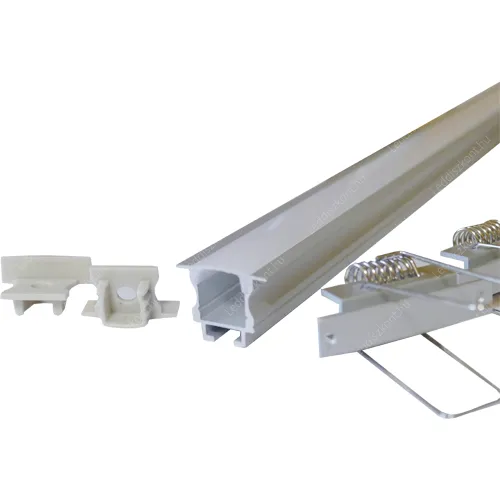 Alusín Led profil 2 méter. Design világításhoz. 2 méter sín + tejes takaró. A rögzítő és a végzáró nem tartozék! 19 mm magas, nem látszik a 120/240 Led Chip. Alumínium Led profil szett LLLSZASIN2MGKTEJSZ 1 év gar.