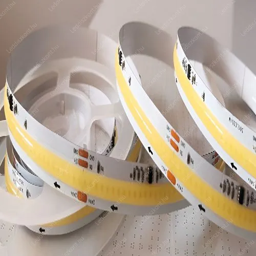 SPI COB Led szalag 24V, 12W, 700 lumen, 6000 kelvin, hideg fehér fehér fény. 8,3 centinkként vágható, CRI>90, akár 50 méter is beköthető egy vezérlővel! Led szalag LLSZ24VCOBSPI10W360LCW 3 év gar.