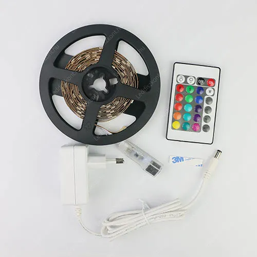 RGB Led szalag csomag, 3 méter RGB Led szalag 60 Ledes, 24 gombos infrás vezérlő, 2A tápegység. Life Light Led. Led szalag csomag LLSZ505060L2EVRGB3MSZETT 2 év gar.