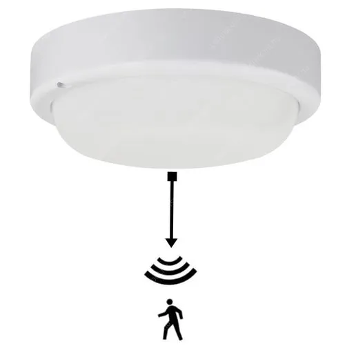 Led UFO lámpa mikrohullámú mozgásérzékelővel, csak sötét helyekre! 12W, 1400 Lumen, közép fehér. IP54 vízálló! Led UFO LLUFO12WIP54KORSENSW 2 év gar.